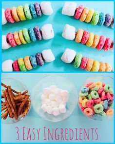 3 easy ingredients to make rainbow marshmallows and pretzels for kids