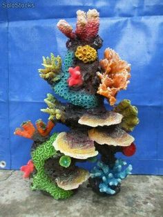 this is an image of a colorful coral reef ornament made out of clay