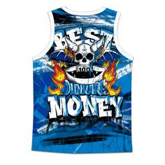 Brand Dunkare Industrial Blue 4s Shirt Money Skull Smile Fire Military Blue 4s All Over Print Jersey Tank Top Short Money Skull, Skull Smile, Military Blue 4s, Blue 4s, Blue 11s, Industrial Blue, Jersey Tank Top, Top Tee, All Over Print