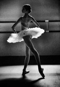 black and white photograph of a ballerina