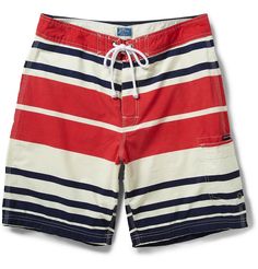 Striped Swim Shorts by J. Crew Swimwear Trends, Beach Wear Men, Boys Swimwear, Mens Designer Fashion, Search Engines, Designer Swimwear, Summer Boy, Mens Swimwear, Mr Porter