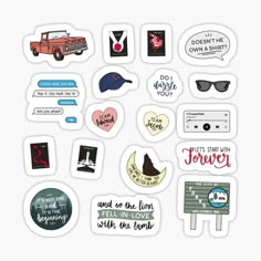 various stickers with different phrases and pictures on them, including the words'i love you