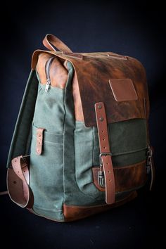 WHO WE ARE & OUR STYLE All our backpacks are tested with 40 Liter for 24 hours after they are produced. New colour released BROWN And GREEN %100 Hand Made %100 Hand painting %100 Genuine leather Special design for elegant buyers, We can change design for your personal request. We can accept digital payment too. We can send all over the world This is first class orginal product. We made after you buy.  We dont Sell Any Ready products The products you see in the photos are the same as the designs. Camping Backpack Bags, Digital Payment, Backpack Camping, Waxed Canvas Backpack, Canvas Backpacks, Bushcraft Gear, Tennis Bags, Outdoor Coats