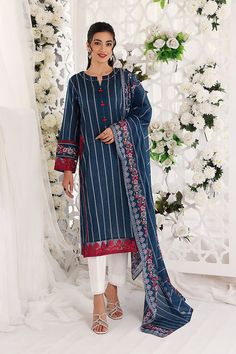 Nishat Linen 42201632-Printed Embroidered 3PC Amaltas Sunheri Eid Collection 2022 Default Title Nishat Linen 42201632-Printed Embroidered 3PC Amaltas Sunheri Eid Collection 2022 Original brand suit fabric and photography lite diffrance in actual print. Multicolor Embroidered Cotton Lawn Suit, Blue Printed Unstitched Suit For Festive Occasions, Festive Blue Printed Unstitched Suit, Blue Floral Embroidered Lawn Suit For Summer, Eid Collection 2022, Nishat Linen, Latest Salwar Suits, Pakistani Suits Online, Latest Salwar Kameez