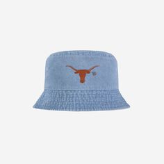 Texas Longhorns Denim Bucket Hat FOCO - FOCO.com Outdoor Hat, Denim Bucket Hat, Logo Display, Outdoor Hats, Texas Longhorns, Faded Denim, Prove It, Denim Design, Face Cover