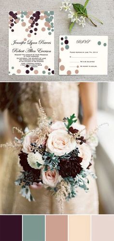 an image of a wedding website with flowers on the front and back pages, including two different colors