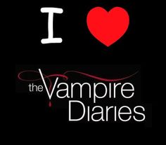 i love the vampire diaries logo on a black background with a red heart in the center