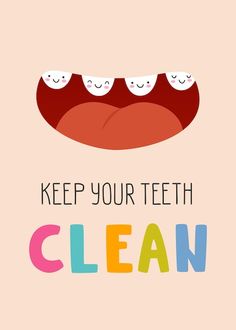 Vector dental care poster for kids with ... | Premium Vector #Freepik #vector #happy-teeth #teeth-cartoon #funny-cartoon #cute-cartoon Dentist Poster Graphic Design, Dental Clinic Poster Ideas, Pediatric Dentistry Posters, Dental Posters For Clinic, Dental Slogans, Dental Care Poster, Dental Cartoon, Dentistry Quotes