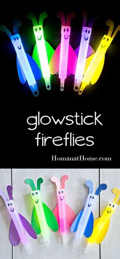 glowstick fireflies with faces on them and the words glowstick fireflies above them