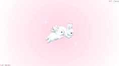 two white rabbits are flying in the sky