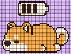 a cross stitch pattern with a dog laying down on it's side and the words,