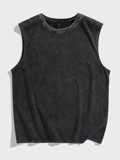 Negro Casual Collar sin mangas Tela Liso  Embellished No-Elástico Casual Gray Crew Neck Vest, Casual Sleeveless Winter Top, Black Knit Crew Neck Tank Top, Casual Solid Color Cotton Sweater Vest, Casual Solid Cotton Sweater Vest, Casual Gray Crew Neck Sweater Vest, Casual Tank Sweater Vest For Winter, Casual Winter Tank Sweater Vest, Casual Crew Neck Winter Tank Top