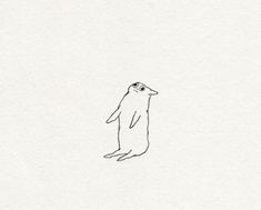 a drawing of a small penguin standing on its hind legs and looking up at the sky