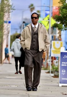 Asap Rocky Inspired Outfits, Asap Rocky Suit Outfit, Asap Rocky Formal Outfits, Tie And Jacket Outfit, Asap Rocky 2024, Asap Rocky Fashion Outfits, A$ap Rocky Outfit, Asap Rocky Suit, Winter Formal Outfits Men