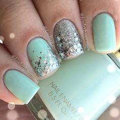 Revlon - Minted, China Glaze - Silver Lining and Color Club - Platinum Record Nails Matte, Her Nails, Breakfast At Tiffany's, Nails Glitter, Best Nail Art Designs, Gel Nail Designs