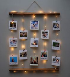 Photo Hanger, Christmas Lights Wallpaper, Hiasan Bilik Tidur, Memory Frame, Diy Wand, Light Photo, Picture Holders, Frame Photo, Wooden Picture