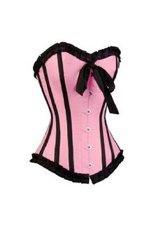 Pink Satin Retro Burlesque Overbust Corset Top Inside Cotton Twill Front Busk Opening & Back lace Black Paneling, Diy Corset, Fashion Corset, Corset Training, Prom 2016, Corset Costumes, Corset Shapewear, Steel Boned Corsets, Pink Corset