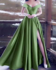 Green V-neck Gown For Banquet, Green V-neck Gown For Prom Season, Green V-neck Bridesmaid Gown, Green V-neck Gown With Sweep Train, Modest Homecoming Dresses, Olive Green Bridesmaid Dresses, Dark Green Bridesmaid Dress, Strapless Wedding Dress Mermaid, Bridesmaid Dresses Satin