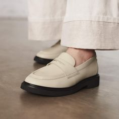 Womens Splend Edge Cream Leather Loafers | Clarks US Classic Slip-on Moccasins With Lug Sole, Classic Almond Toe Slip-ons For Everyday, Slip-on Moccasins With Rubber Sole For Work, Slip-on Moccasins With Textured Sole For Work, Comfortable Beige Loafers For Fall, Closed Toe Oxfords With Cushioned Footbed For Work, Oxfords With Cushioned Footbed For Workwear, Cushioned Round Toe Slip-ons For Work, Slip-on Leather Shoes With Rubber Sole For Work