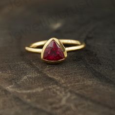 Vintage Red Ruby Ring, 14k Solid Gold Trilliant Cut Ring, Ruby Engagement Ring, Solitaire Ring, July Birthstone Jewelry, Ruby Handmade Ring  Main Stone: Ruby ( Lab-Created ) Main Stone Color: Red  Main Stone Shape: Trilliant  S I L V E R J E W E L R Y C A R E Silver is not the best friend of oxygen and sulfur; it can be oxidized and tarnished from time to time it is the nature of silver. To keep the silver shiny and prevent it from oxidizing fast, we would recommend the following instructions; * Red Ruby Ring, Jewelry Ruby, Engagement Ring Solitaire, Natural Structures, Ring Ruby, Fancy Gifts, July Birthstone Jewelry, Ruby Engagement Ring, July Birthstone