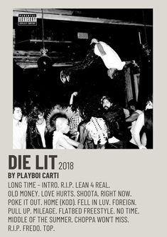 a black and white photo of people in a club with the text die lit 2013