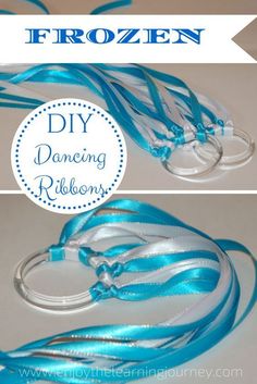 the instructions for how to make a frozen ribbon necklace with ribbons and beads on it