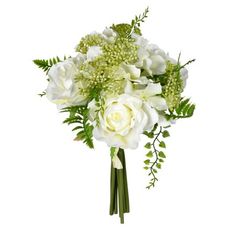 a bouquet of white flowers and greenery