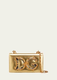 Dolce&Gabbana DG Girls Metallic Crossbody Bag Gold Leather Bag With Logo, High-end Gold Bag With Chain Strap, Gold Bags With Logo Hardware, Gold Crossbody Bag With Logo Plaque, Designer Crossbody Bag With Logo Plaque, Gold Crossbody Bag With Logo Hardware, Gold Crossbody Bag With Logo, Luxury Gold Bag With Chain Strap, Gold Logo Crossbody Bag