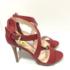 Tahari Women’s Drsiray Red Leather Strappy Heels Size 9. Shipped With Usps Priority Mail. Nwot Display Show Some Wear From Trying On. Please See Pictures For Materials And Flaws Red Open Toe Heels For Office, Red High Heels With Removable Insole, Red Heels With Removable Insole For Office, Red Heels For Office, Red Synthetic Sandals For Formal Occasions, Red Synthetic Formal Sandals, Red Synthetic Heels For Office, Strappy Heels, Priority Mail