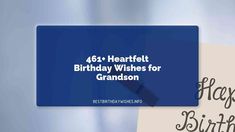 a blue birthday card with the words happy birthday wishes for grandson on it and an image of