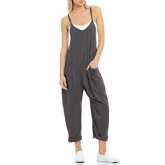 PRICES MAY VARY. Soft and Comfortable：These Jumpsuits for women casual summer rompers are made with a blend of cotton, spandex, and polyester, the material feels gentle and cozy, providing a soft and comfortable feel. The fabric offers stretch, lightweight breathability, making it perfect for all-day comfort in warmer weather. Unique Design：Loose fit jumpsuit for women, v-neck design, sleeveless and adjustable spaghetti strap, they are perfect for spring and summer outings, casual and fashion st Loose Fit Jumpsuit, Loose Romper, Romper Long Pants, Womens Jumpsuits Casual, Jumpsuit Casual, Suspender Pants, Loose Jumpsuit, Knit Jumpsuit, Casual Jumpsuit