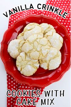 crinkle cookies Vanilla Crinkle Cookies, Crinkle Cookies Recipe Cake Mixes, Cake Mix Crinkle Cookies, Crinkle Cookies Cake Mix, Vanilla Cake Mix Recipes, White Cake Mix Cookies, Christmas Crinkle Cookies, Vanilla Cookie Recipe, Crinkles Recipe