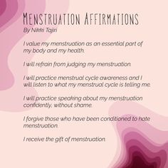 Menstrual Cycle Affirmations, Menstruation Affirmations, Period Affirmations, Cyclical Living, Period Blood, Woman Health, Womb Healing, Fertility Awareness, Red Tent