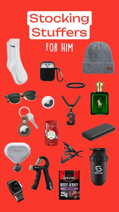 #Ad #AmazonAffiliate Looking for the perfect stocking stuffers for him? 🎅 This curated list has it all: Nike socks, AirPods case, AirTag + holder, cologne, stylish necklace & bracelet, power bank, shaker bottle, hand grip trainer, mini Theragun massager, Apple Watch band, sunglasses, cozy beanie, multitool & even beef jerky! 🛍️ Find unique, practical, and thoughtful gifts he’ll love this holiday season. #StockingStuffers #GiftsForHim #HolidayShopping Stocking Stuffers For Him, Cozy Beanie, Nike Socks, Old Spice, Shaker Bottle, Beef Jerky, Stylish Necklace