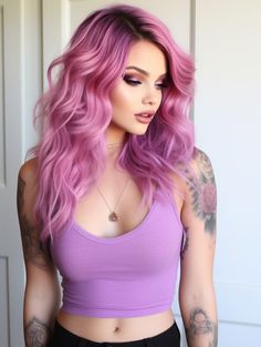 Purple Hair Color Ombre, Dark Purple Hair Color, Hair Color Ideas For Dark Hair, Purple Hair Color Ideas, Color Ideas For Dark Hair, Pastel Purple Hair, Blue And Pink Hair, Ideas For Dark Hair, Purple Hair Color