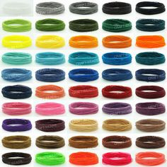 various colors of waxe cord for making bracelets and necklaces, all in different sizes