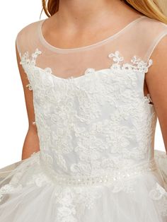 Give your special little girl a showstopping experience in the Tip Top Kids Girls Lace Sparkling Glitter Tulle Special Occasion Dress. This stunning special occasion look for young ladies radiates elegance and sophistication, thanks to an exquisite blend of carefully-crafted fabrics. Beautiful design: The dress features a gorgeous lace bodice, with an illusion neckline for an extra touch of romantic chic. A dazzling sparkling glitter tulle layered horse hair trim skirt that’s further beautified Baby Christening Outfit, Girls Communion Dresses, Girls Crown, Flower Girl Crown, Top Kids, Hair Trim, Tulle Flower Girl, Christening Outfit, Girls Pageant Dresses