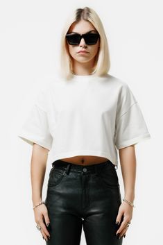 A Cropped Oversized T-Shirt with Ribbed Neck. Crafted From 100% 240Gsm Organic Cotton. Vintage Rock Tees, Iggy And The Stooges, Vintage Jerseys, Gifts For New Mums, Pearl Jewellery Earrings, Vintage Band, Oversized T Shirt, Clothes Collection, Independent Designers Fashion