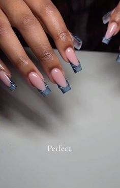 #nails #ombre #frenchnails Squared Short Nails Ideas, Short Square Acrylic Nails Summer 2024, Nail Inspiration Summer 2024 Square, Square Trendy Nails, French Tip Designs Acrylic, Blue Birthday Nails, Trendy Square Nails, Summer Nails Black Women, Nails Design Square