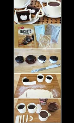 the steps to making chocolate cupcakes are shown