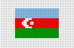 a cross stitch pattern with the flag of uzbekistan in red, white and blue colors