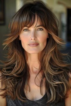 Long Layered Hairstyles with Curtain Bangs: Best Long Hairstyles Bangs Over 40, Long Hair With Bangs And Layers, Hairstyles With Curtain Bangs, Long Layered Hair With Bangs, Long Layered Hairstyles, Hair Chair, Curly Hair Fringe, Best Haircuts For Women, Cute Bangs