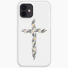 a cross with daisies and leaves on it iphone case / skin cover for the iphone