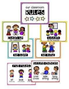 four classroom rules for students to use with their own name and pictures on the back