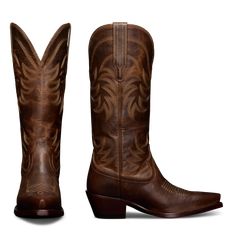 Meet The Annie, the best-selling cowgirl boot. Tall and timeless, a beautiful tonal stitching pattern adorns its 14” shaft, the top of which features a deep scallop for a comfortable, flattering fit. A fashion-forward snip toe leads the way and our signature toe stitching rounds out a classic look open to a wide range of styling possibilities. These premium boots are not to be missed and will age beautifully over time. DETAILS 14" shaft with seven-row tonal stitchingFashion-forward snip toeSigna Tecovas Boots, Tall Cowgirl Boots, Brown Western Boots, Womens Cowgirl Boots, Boots Store, Buy Boots, Cowgirl Boot, Wrap Heels, Rubber Boots