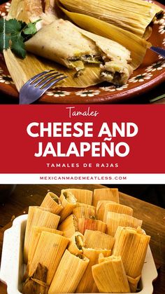 tamales with cheese and jalapeno on a plate