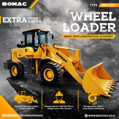 an advertisement for a wheel loader company with information about the parts and features on it