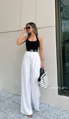 Lady Outfits Classy Summer, Classic And Feminine Style, Socal Outfit Aesthetic, Spring Fashion Outfits 2025, Elegant Comfortable Outfit, How To Wear Flowy Pants, Southern Classy Outfits, Dubai Outfits Ideas Summer Classy, Light Feminine Style