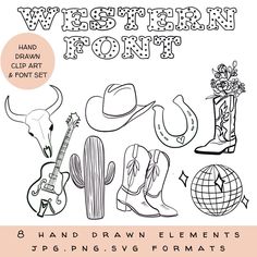 the western font and hand drawn elements are included in this printable coloring page for kids