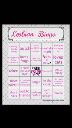 Pride Flags List, Lesbian Makeup, Lesbian Playlist, Lgbtq Bingo, Wlw Goals, Lesbian Stereotype Bingo, Bingo Meme, Fun Templates